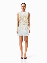 mandy 3d flower embellished Mini Dress in Black