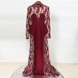 trista Mesh embroidery patchwork maxi dress - red