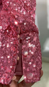 zenobia Ruched cut out Sequin Mini Dress in pink