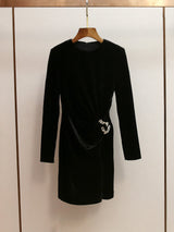yvette black Velvet Embellished Mini Dress