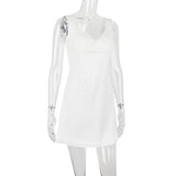 WHITE PIN TUCK MINI DRESS
