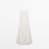 white off-shoulder drape long slip dress