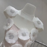 lola Rhinestone 3D Flowers mini dress - white