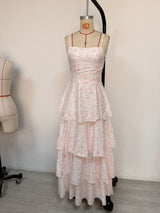 eileen floral print layer strappy maxi dress - pink