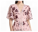 ashley V-neck lace trim printed maxi dress - pink