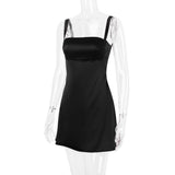 BLACK SATIN MINI DRESS