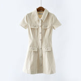vanessa Cream Collared Denim Mini Dress