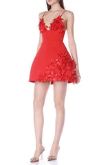 lyuba 3d flower embellished A-line mini dress - red