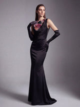 anila Black featuring floral embroidery jersey maxi dress