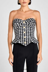 roberta black check Tweed Sequin top