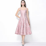 beverly Vintage jacquard slip midi dress in pink