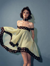 Polka dot asymmetrical halter-neck mini dress - green