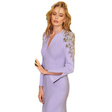 nail bead set diamond front slit small trailing long dress