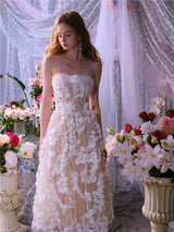 Leah White/Beige Sleeveless  Flower Dress
