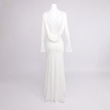 gloria DRAPED BACKLESS JERSEY MAXI DRESS in white