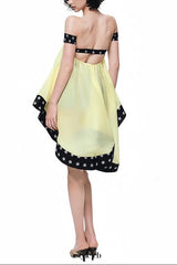 Polka dot asymmetrical halter-neck mini dress - green