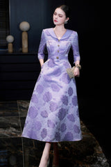 virginia Jacquard A-line midi dress - purple