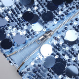 roberta Deep V-Neck Sequin Column Gown in blue