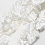 WHITE RUFFLE SATIN DRESS