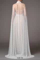 white Nail Bead Mesh maxi Dress