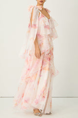 beverly V-neck spaghetti strap chiffon maxi dress - pink