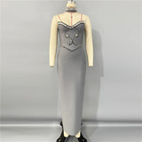 alyssa Gray Crystal Embellished Strapless Gown with Choker