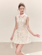 laurel floral print A-line sleeveless mini dress