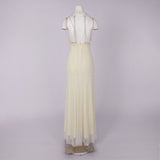 Pearl tassel off-shoulder fishtail maxi dress - yellow