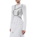white long sleeve embellished maxi dress