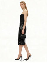 miriam black Sleeveless strapless cropped top mini skirt