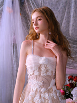 Leah White/Beige Sleeveless  Flower Dress
