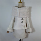 sharon Off Shoulder Faux Fur Two Piece Set
