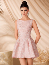 linda Jacquard sleeveless a-line mini dress - pink