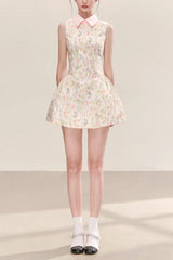 laurel floral print A-line sleeveless mini dress