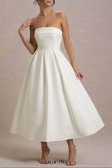 white bandeau midi dress
