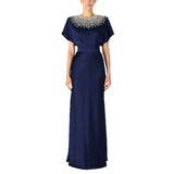 backless satin bead diamond maxi dress