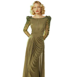 nail bead set with diamonds small trailing long dress olive green
