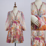 xanthe V-Neck Floral Billow Sleeve Mini Dress