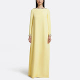 blush pink long sleeve kaftan-style maxi dress