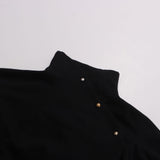 Button-embellished cotton-jersey top maxi skirt suit in black