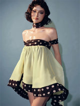 Polka dot asymmetrical halter-neck mini dress - green