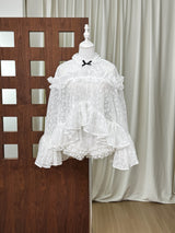 vanessa white Floral Lace Ruffled Top & Shorts Set
