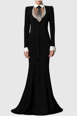 lorraine Tie Crystal Embellished Maxi Dress - black