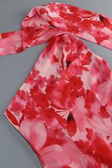 One-Shoulder Floral Mermaid Maxi Dress in Red