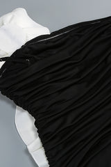 judy One Shoulder Peony Ruffle Gown in black