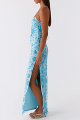 Ongus Floral Sequin Maxi Dress - Blue