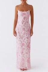 Ongus Floral Sequin Maxi Dress - Pink