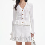 URSULA WHITE KNIT PEPLUM MINI DRESS
