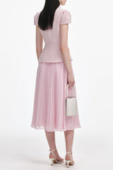gill Pink Boucle Midi Dress