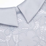 zenobia pale blue Guipure Lace hollow Midi Dress